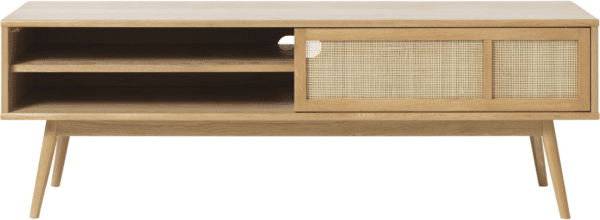 TV-bord/tv-skænk Nordique Design Barrali naturt egetræ med rattanfront 150Ã45Ã50 cm